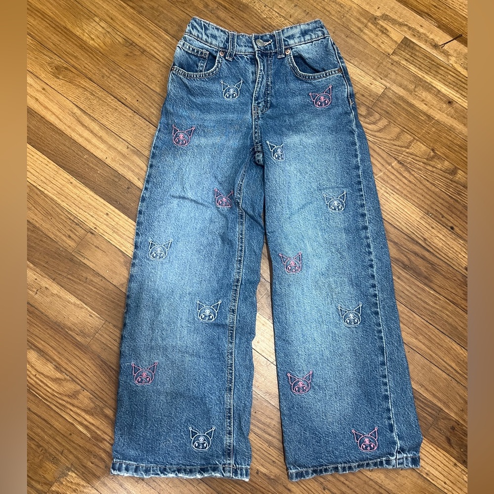 Zara Blue Jeans with Pink Embroidery